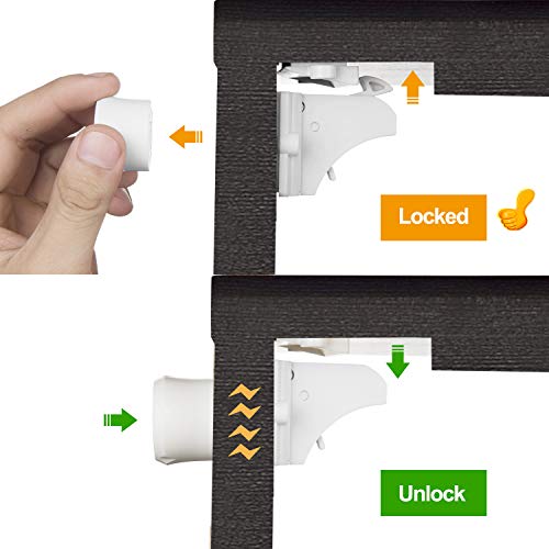Amazon Vmaisi Adhesive Magnetic Locks for Cabinets & Drawers (10 Locks and 2 Keys)