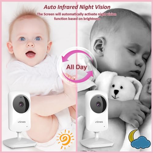 Amazon Baby Monitor with Camera and Audio, Video Baby Monitor No WiFi Night Vision 2.4" LCD Screen Portable Baby Camera Monitor Alarm Lullaby Temperature Sensor and 1000ft, Ideal for Baby/Elderly/Pet