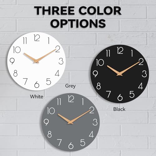 Clip coupon - Wall Clock, Gray Wooden Silent Non-Ticking, Decorative Battery Operated Wall Clocks for Bedroom, Kitchen, Home, Living Room, Office, School, Hotel (8 Inch)