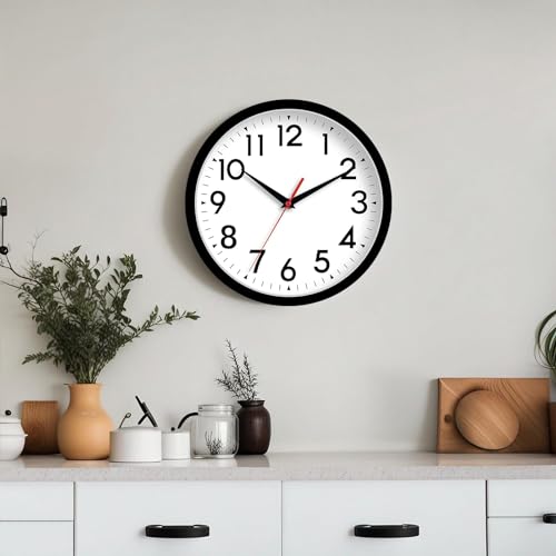 Clip coupon - Wall Clock, Analog Clock 8 Inch, Silent Non-Ticking Wall Clocks Battery Operated Decorative for Kitchen, Office, Bedroom, Bathroom(Black)