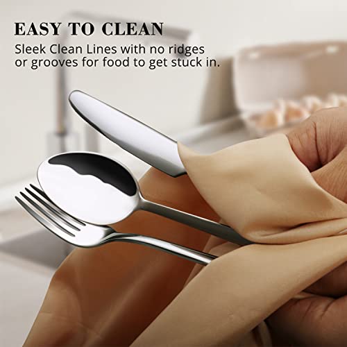 40 Piece Silverware Set, KINGSTONE Flatware Set for 8, 18/10 Stainless Steel Cutlery Set Mirror Polished Modern Design Dishwasher Safe