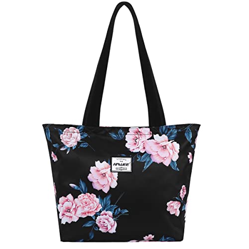 HAWEE Tote Bag with Zipper for Women Inside Mesh Pocket Heavy Duty Casual Anti-water Cloth Travel Shoulder Handbag
