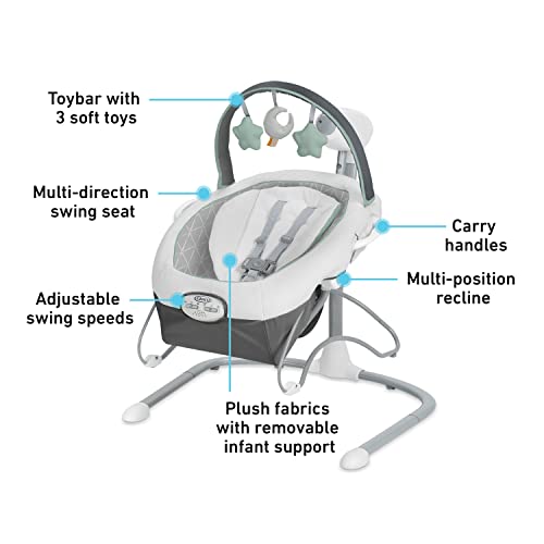 Amazon Graco Soothe ’n Sway LX Portable Baby Swing and Baby Bouncer Bouncer, Multi Direction Seat, 2 Speed Vibration, Derby