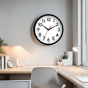 Clip coupon - Wall Clock, Analog Clock 8 Inch, Silent Non-Ticking Wall Clocks Battery Operated Decorative for Kitchen, Office, Bedroom, Bathroom(Black)