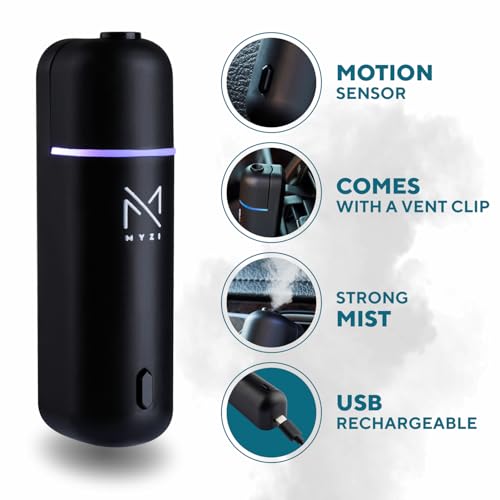 MYZI Car Air Freshener Diffuser, Waterless Diffuser Car Essential Oil Diffuser with 6 Refill Scents, Car Diffuser Air Freshener Car Fragrance Diffuser