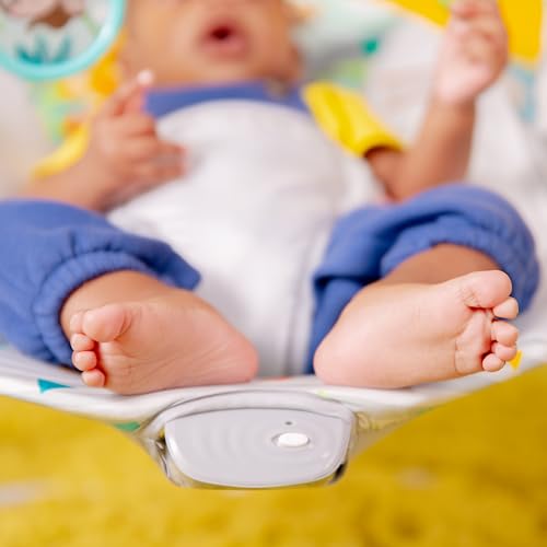 Amazon Bright Starts Baby Bouncer Soothing Vibrations Infant Seat - Removable -Toy Bar, Nonslip Feet, 0-6 Months Up to 20 lbs (Safari Fun)