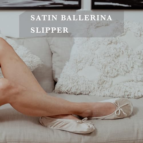 Clip coupon - isotoner Women's Satin Ballerina Slippers with Classic Ribbon Or Soft Tie Bow and Suede Sole