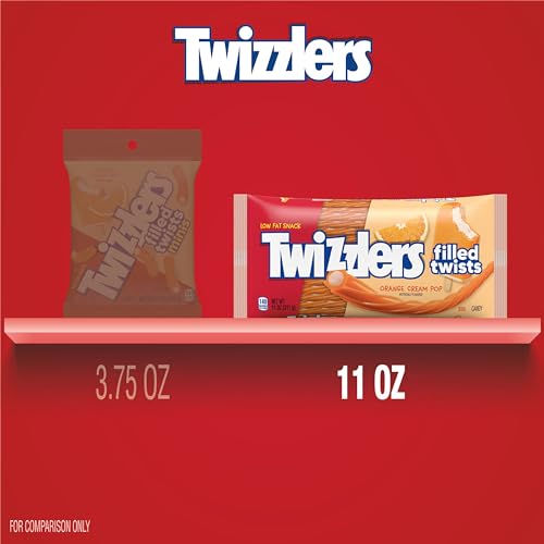 Amazon 12ct TWIZZLERS Filled Twists Orange Cream Pop Flavored, Chewy Candy Bags, 11 oz (12 Count)