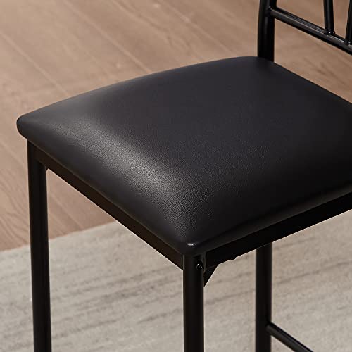Amazon VECELO Small Bar Table and Chairs Tall Kitchen Breakfast Nook with Stools/Dining Set for 2, Storage Shelves, Space-Saving, Gray