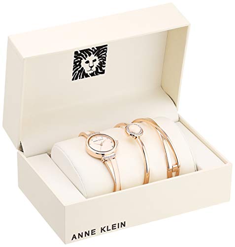 Anne Klein Women's Premium Crystal Accented Watch and Bangle Set