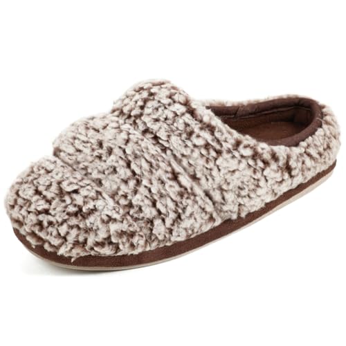 Wishcotton Women's Lamb-rub Sherpa House Slippers Memory Foam Indoor Outdoor