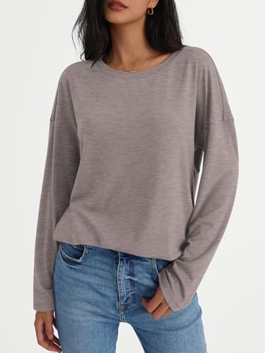 Clip coupon AUTOMET Womens Long Sleeve Shirts Loose Fitted Crewneck Basic Tops Casual Outfits Fall Clothes 2024