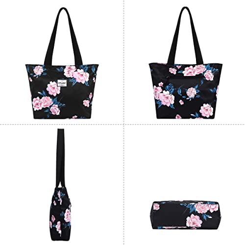HAWEE Tote Bag with Zipper for Women Inside Mesh Pocket Heavy Duty Casual Anti-water Cloth Travel Shoulder Handbag