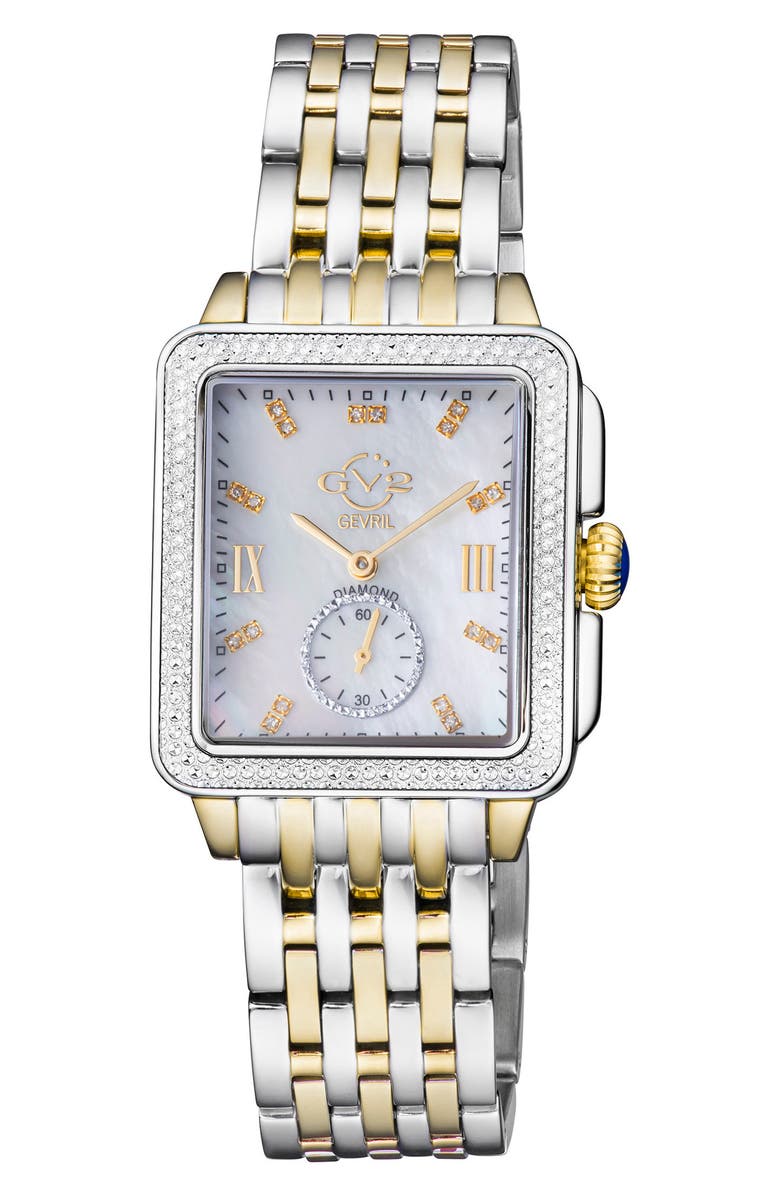 GV2 Women's Bari Mother of Pearl Diamond Bracelet Watch, 34mm x 30mm