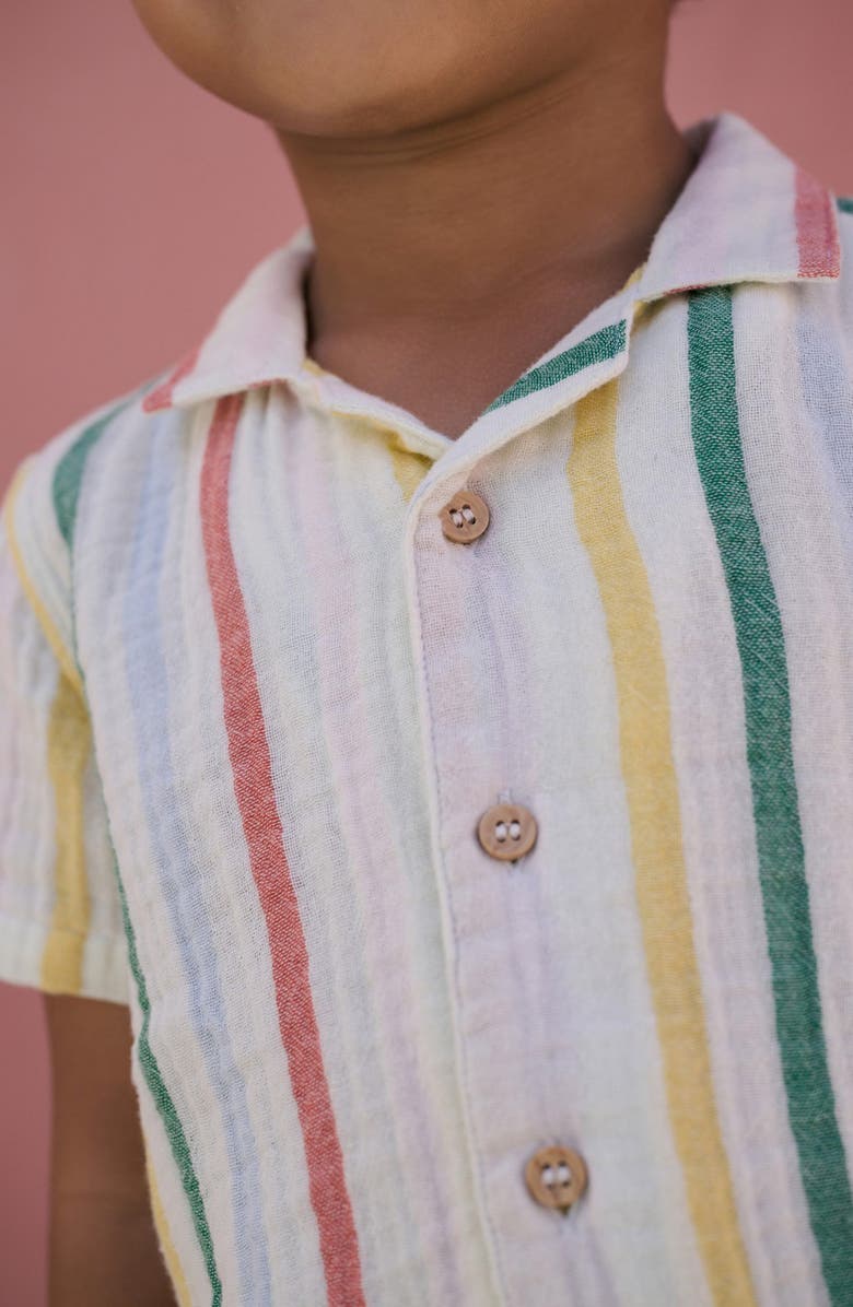 NEXT Kids' Stripe Cotton Seersucker Camp Shirt & Drawstring Shorts Set