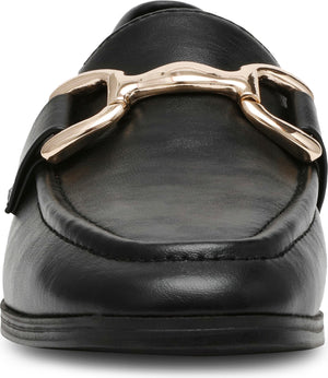 Anne Klein Halle Buckle Loafer, Alternate, color, Black Smooth