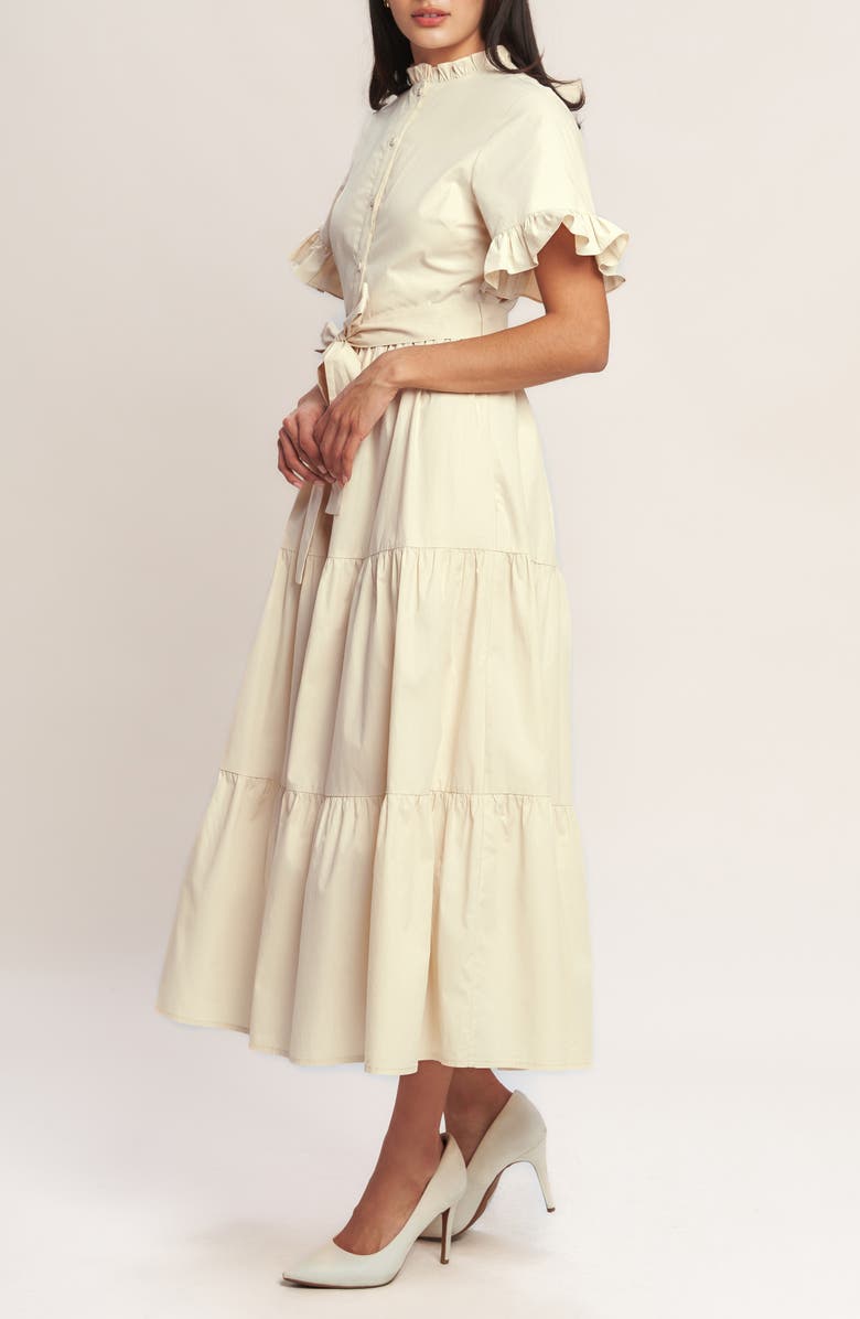 FLYING TOMATO Ruffle Trim Midi Dress