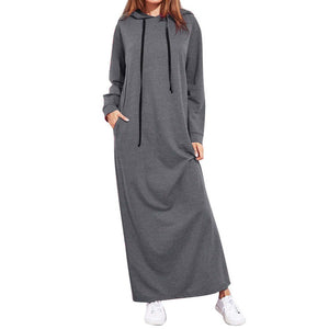 Summer Dresses For Women 2023 Maxi Midi Long Sleeve Hooded Hoodies Long Maxi For Women - image 4 of 7