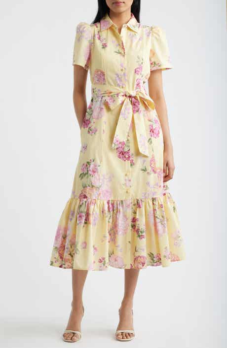 Embroidered Stripe Midi Shirtdress