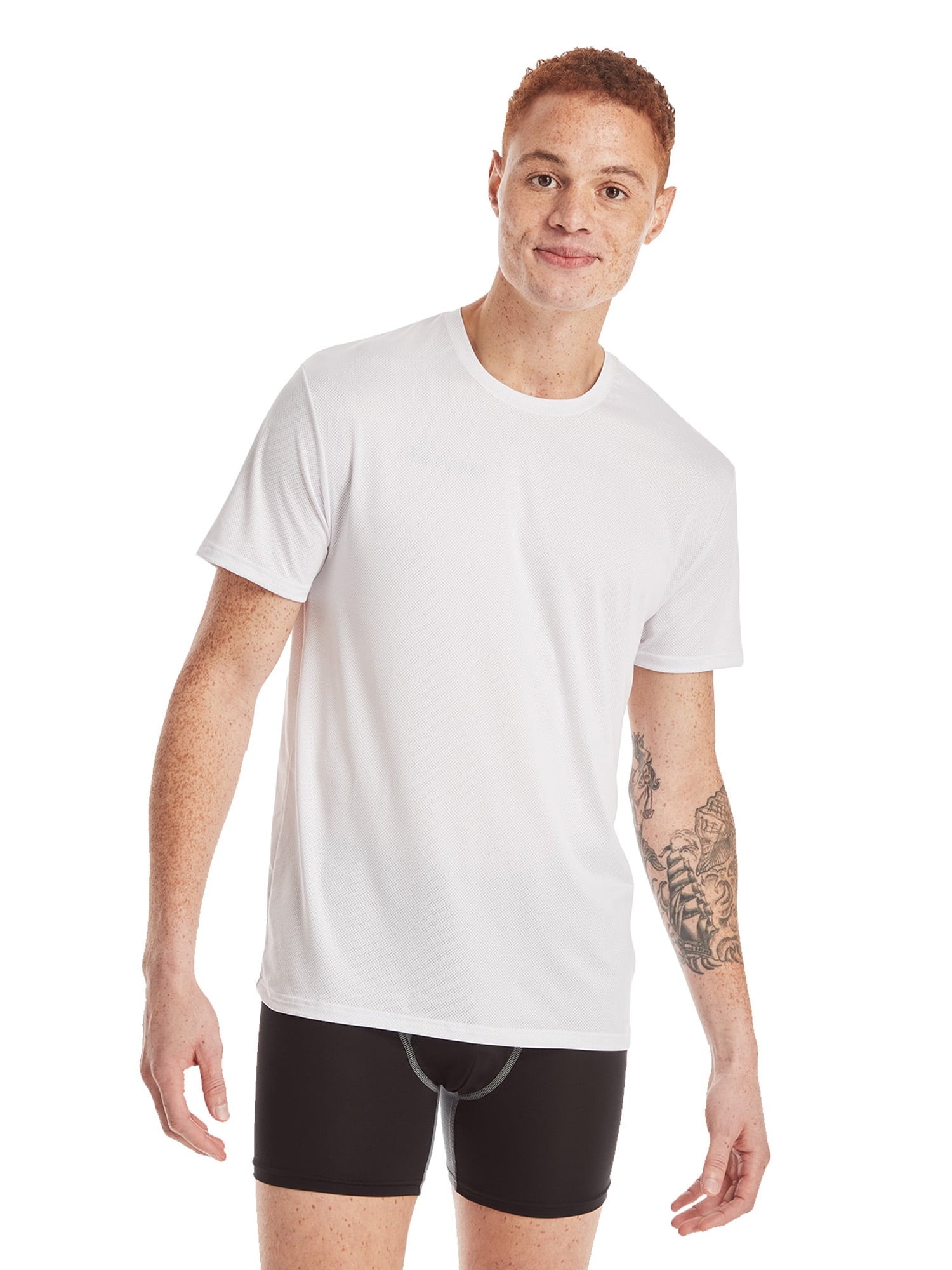 thumbnail image 3 of Hanes X-Temp® Men's All Day Breathable Mesh Crewneck Undershirt, White 3-Pack, 3 of 9