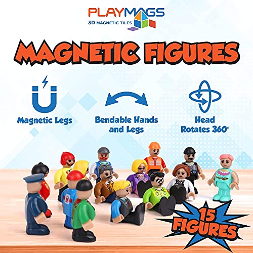 Code QSV3BGA7 Playmags Magnetic Figures Community Set of 15 Pieces - Play People Perfect for Magnetic Tiles Building Blocks - STEM Learning Toys Children – Magnet Tiles Expansion Accessories Pack