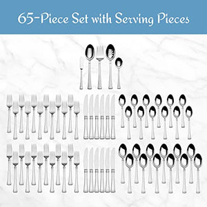 Mikasa, Harmony Flatware Service for 12, 65 Piece Set, 18/10 Stainless Steel, Silverware Set with Serving Utensils