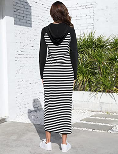 Clip coupon BeautyNee Women's Casual Long Sleeve Side Slit Pullover Maxi Hoodie Dress Slim Sweatshirt Long Dresses with Pockets