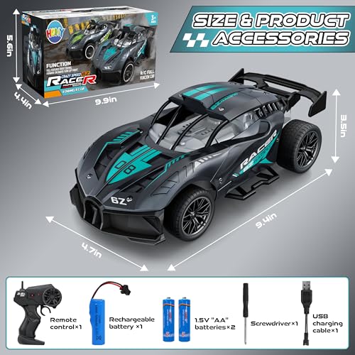 Remote Control Car, 2.4Ghz 1/18 Scale Model Racing Car Toys, RC Car for Kids and Boys Age 3 4 5 6 7 8 Years Old, Hobby RC Cars Toys Birthday Gifts for 3 4 5 6 7 8-12 Year Old Boys -Blue