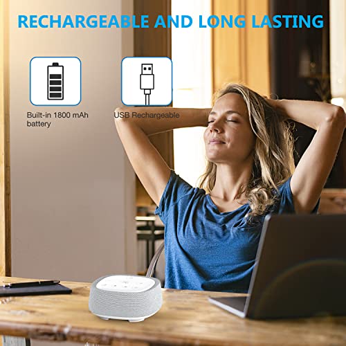 Amazon Rechargeable White Noise Machine with 28 Smoothing Sounds, Portable Sound Machine for Baby Kids Adult Sleeping, Auto-Off Timer, 32 levles of Volume Noise Machine Therapy for Home, Office, Travel
