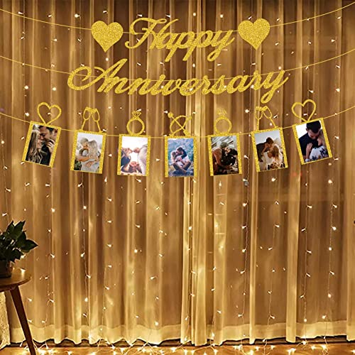 Amazon Happy Anniversary Party Decorations - Banner and Photo Banner for Wedding Party Decor
