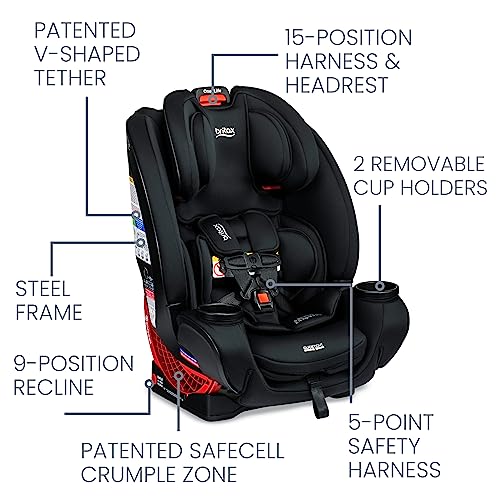 Britax One4Life Convertible Car Seat, 10 Years of Use from 5 to 120 Pounds, Converts from Rear-Facing Infant Car Seat to Forward-Facing Booster Seat, Machine-Washable Fabric, Eclipse Black