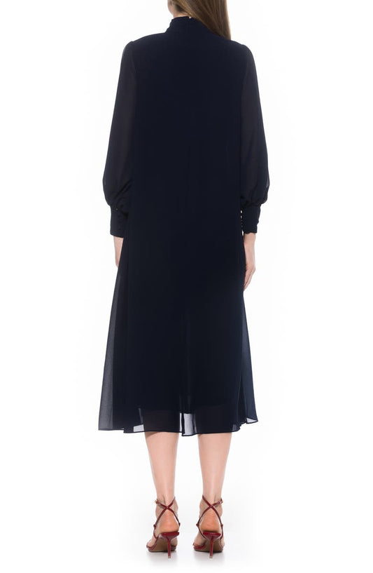 Alexia Admor Kehlani Long Sleeve Chiffon Midi Dress