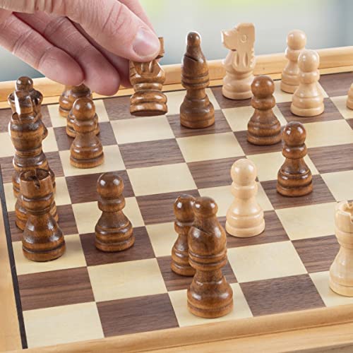 Board Game Set - Deluxe 7-in-1 Classic Board Games for All Ages - Wood Game Center with Storage - Chess, Backgammon, Dominos, Checkers, Dice Set, Cribbage Board, and Playing Cards by Trademark Games
