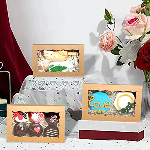 RomanticBaking 50 Pack DIY Assembly Brown 7 x 4 3/8 x 1½ inches Cookies Boxes Chocolate Truffle Boxes Treat Boxes Cakesickle Boxes Macaron Boxes Bakery Boxes