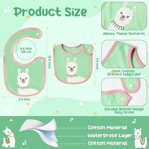 Cotton Drooling Baby Bib - 3Pcs Unisex Boy Girl Cotton Teething Infant Bibs with Adjustable Buttons