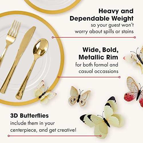 Clip coupon - By Madee HEAVYWEIGHT 400 Pcs Clear and Gold Plastic Plates for Party 50 Guests | High End Disposable Plates, Silverware, Napkins & Cups | Fancy Disposable Dinnerware Set | Gift of 3D Butterflies