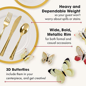 Clip coupon - By Madee HEAVYWEIGHT 400 Pcs Clear and Gold Plastic Plates for Party 50 Guests | High End Disposable Plates, Silverware, Napkins & Cups | Fancy Disposable Dinnerware Set | Gift of 3D Butterflies