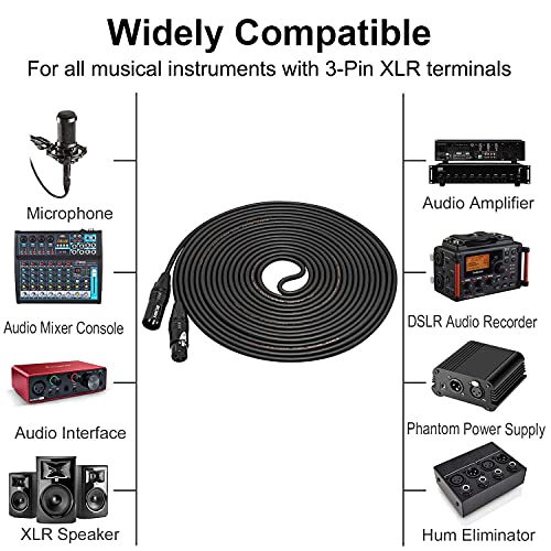Amazon XLR Cables 50 Feet 2 Packs - Premium Balanced Microphone Mic Cord 3 Pin XLR Male to Female 50ft