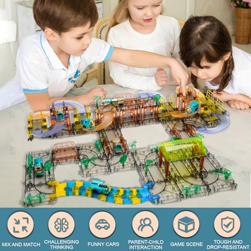 Wdmiya Train Set for Toddlers,92 Pcs Car Track Sets with Battery Operated, DIY Electric Kids Trains Toy, Birthday Gift for Boys Girls & Toddlers 3 4 5 6 7 8 Year Old (92pcs)