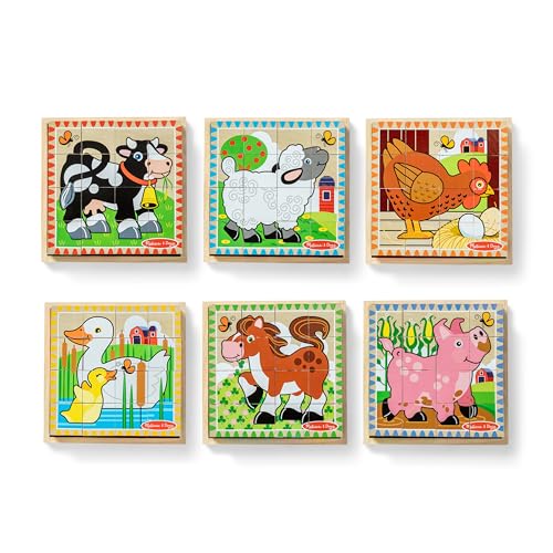 Clip coupon Melissa & Doug Farm Wooden Cube Puzzle With Storage Tray - 6 Puzzles in 1 (16 pcs) - FSC Certified