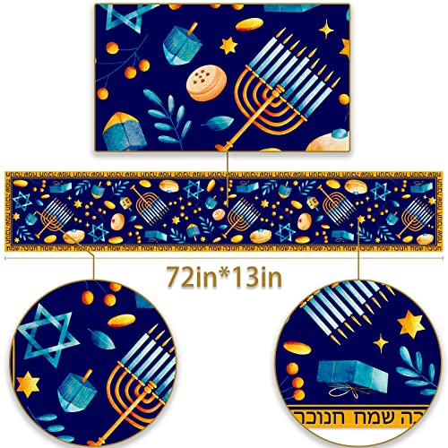 Hanukkah Table Runner Menorah Chanukah Star of David Hebrew Jewish Festival Holiday Kitchen Dining Room Home Decoration