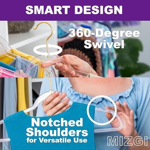 Amazon Premium Clear Invisible Acrylic Hangers,Crystal Plastic Hangers,Clear Hanger 50 Pack Ultra Slim & Space Saving Suit Hanger for Coats, Pants & Dress Clothes
