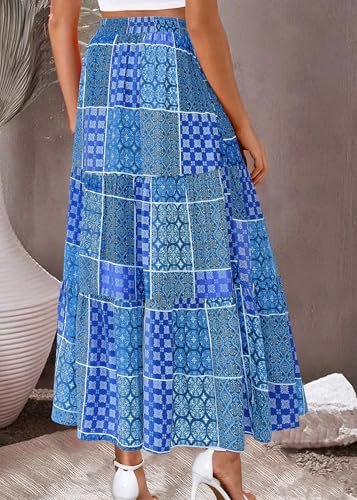 Amazon KIRUNDO Womens Boho Floral Maxi Midi Skirt 2025 Summer Trendy Elastic Waist Pleated Aline Flowy Long Skirts Beach Vacation