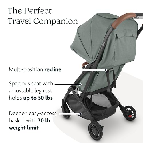 UPPAbaby Minu V2 Travel Stroller/Lightweight, Portable Design/One-Hand Fold/Shoulder Strap and Leather Bumper Bar Included/Jake (Charcoal/Carbon Frame/Black Leather)