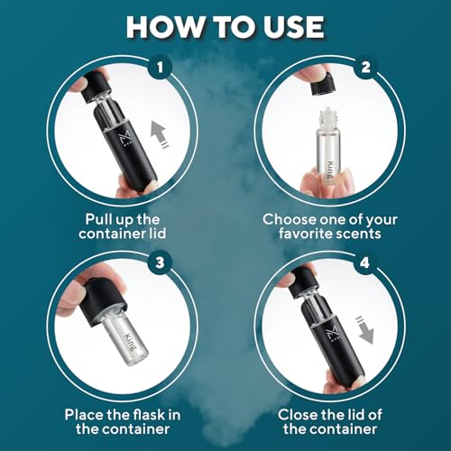 MYZI Car Air Freshener Diffuser, Waterless Diffuser Car Essential Oil Diffuser with 6 Refill Scents, Car Diffuser Air Freshener Car Fragrance Diffuser