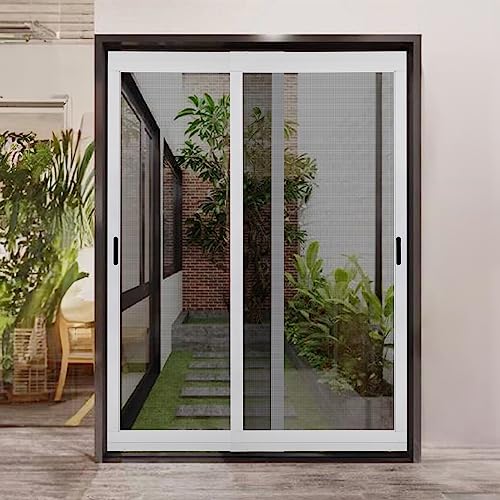 Amazon K.D. Heavy Duty Aluminum Sliding Patio Screen Door Kit - 2.5" Frame Insect Proof for Patio Backyard Kitchen and Bedroom (White, 36''x96'')