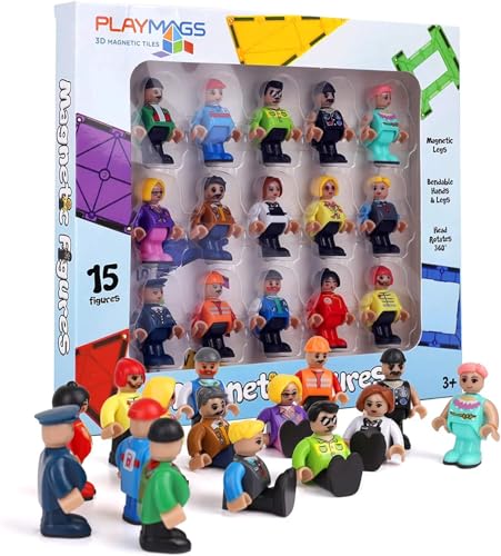 Code QSV3BGA7 Playmags Magnetic Figures Community Set of 15 Pieces - Play People Perfect for Magnetic Tiles Building Blocks - STEM Learning Toys Children – Magnet Tiles Expansion Accessories Pack