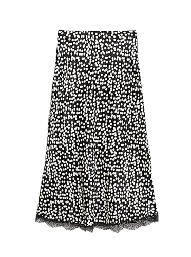 Avanova Women Polka Dots Midi Skirt Elastic High Waisted Long Straight Skirts