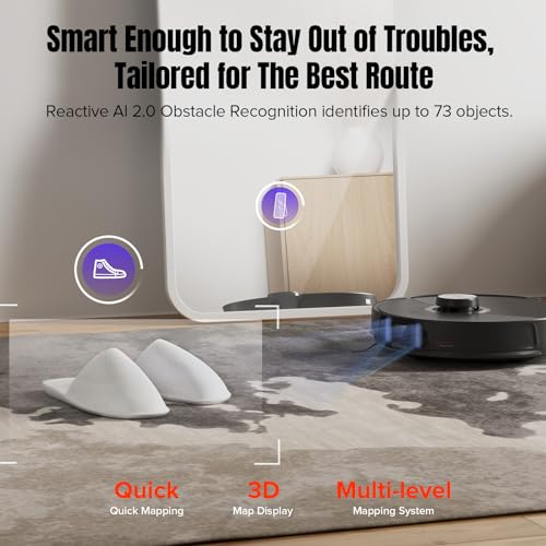 roborock S8 MaxV Ultra Robot Vacuum & Sonic Mop, 10000 Pa Suction, Corner to Edge Deep Cleaning, Hot Air Self-Drying, Auto Empty & Refill, Detergent Dispenser, Obstacle Avoidance, Black