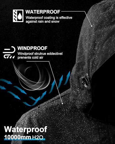 Ski Jackets for Men 3 in 1 Winter Jacket Waterproof Snow Coat with Removable Hood for Outdoor Hunting Skiing